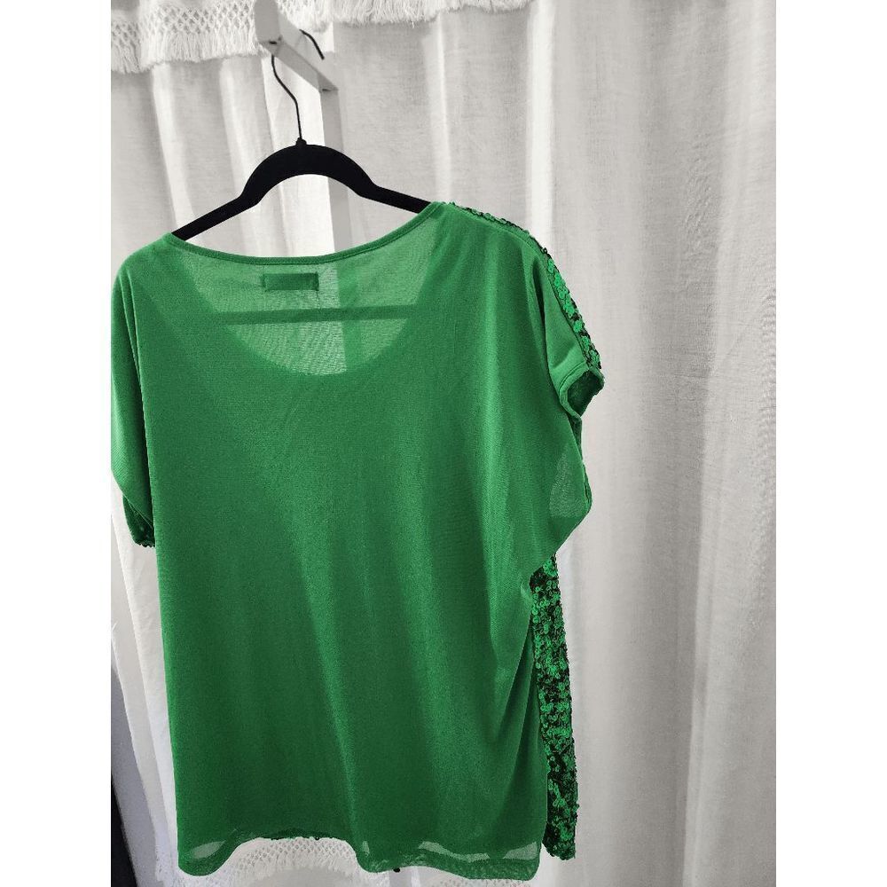 PrettyGuide Green Sequin Front Blouse XL - Picture 5 of 5